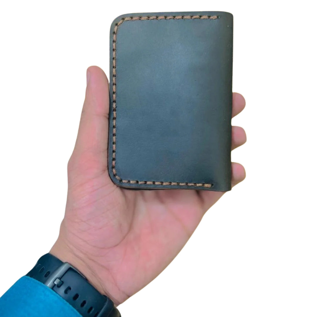 The Vertical Vogue: A Bifold Leather Wallet Pure leather 100%